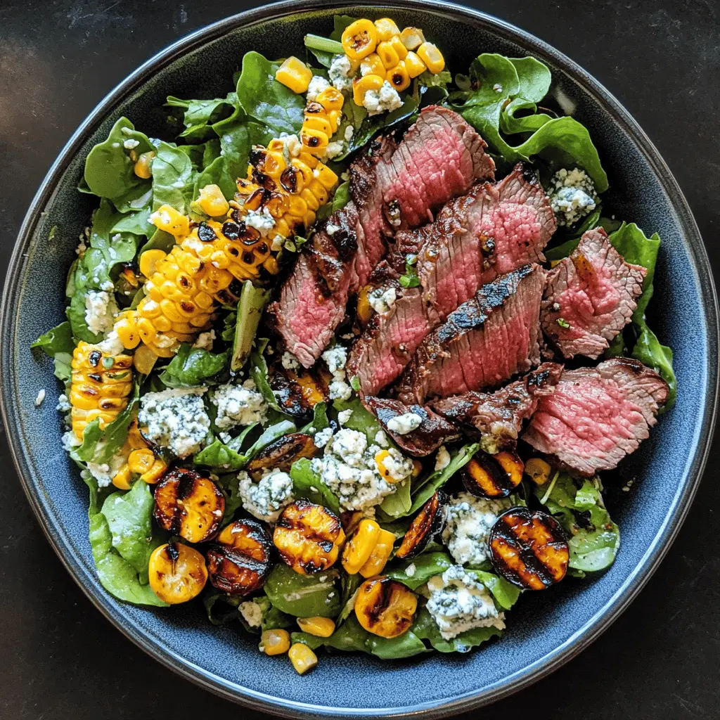 This Balsamic Steak Gorgonzola Salad with Grilled Corn is the perfect blend of savory and sweet! Tender steak pairs beautifully with creamy Gorgonzola and fresh grilled corn, all tossed in a tangy balsamic dressing. A delightful dish for summer gatherings or a refreshing dinner at home. Save this recipe for your next meal and impress your friends and family!