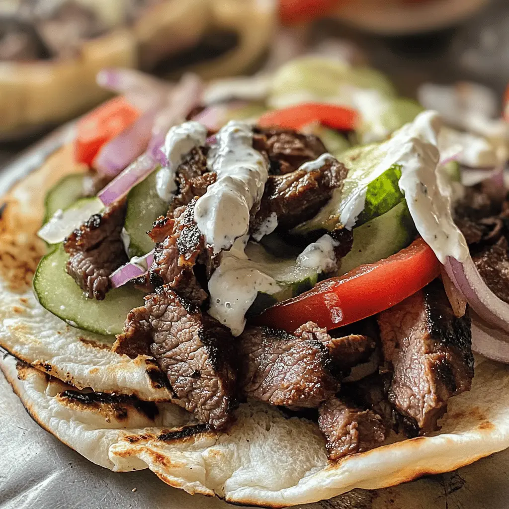 Get ready for a flavorful journey with homemade Beef Gyros! Juicy, tender beef paired with fresh veggies and zesty tzatziki sauce creates the perfect bite. Ideal for lunch or a casual dinner, these gyros are quick to make and sure to impress. Save this recipe for your next family meal or gathering!