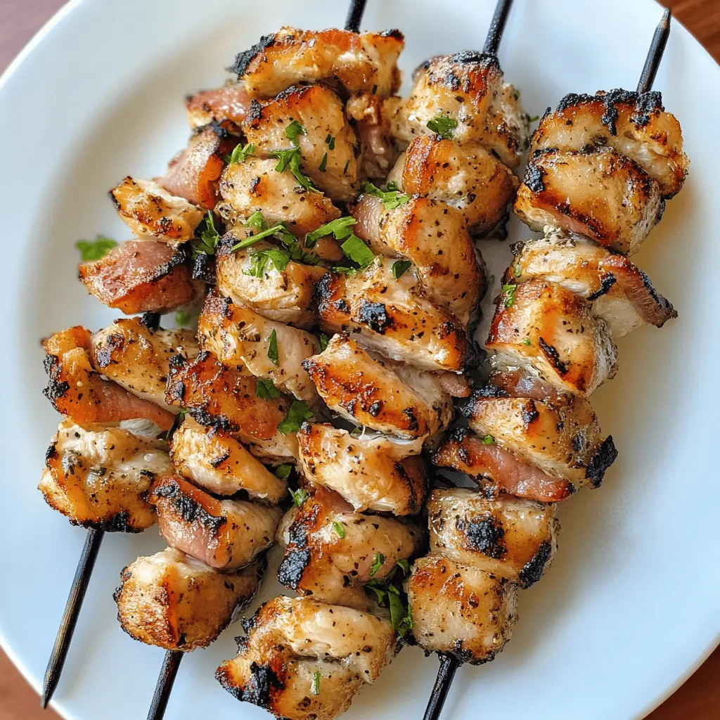 Get ready for a delicious BBQ treat with these Chicken Bacon Ranch Kabobs! Juicy chicken, crispy bacon, and a tangy ranch dressing come together for a flavor-packed experience. Perfect for your summer cookouts, game day, or quick weeknight dinners. Don't forget to save this easy recipe for your next gathering!