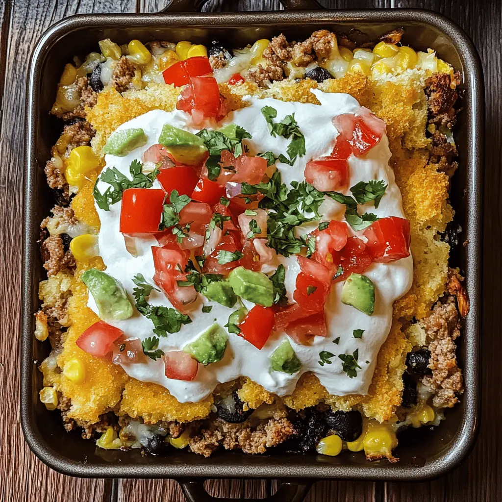 This Cornbread Taco Bake is a delightful twist on a classic favorite! With layers of seasoned ground beef, zesty salsa, and cheesy cornbread topping, it's a meal that's both comforting and satisfying. Perfect for busy weeknights or casual gatherings, this dish will please the whole family. Save this recipe for your next dinner, and watch everyone go back for seconds!