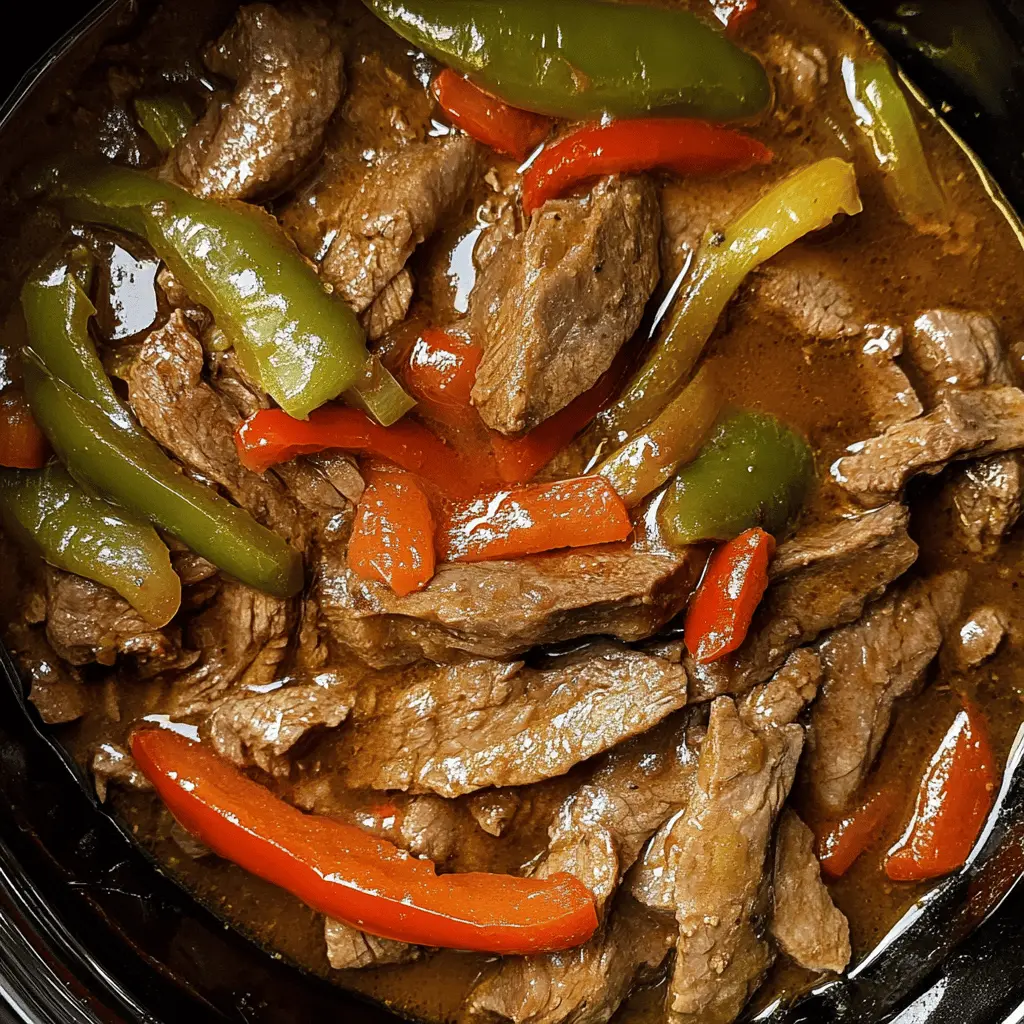 Tender beef strips, colorful bell peppers, and a savory sauce come together in this easy Crock Pot Pepper Steak recipe. Perfect for busy weeknights, this dish is packed with flavor and can be served over rice for a hearty meal. Save this recipe for your next family dinner or potluck and enjoy the delicious taste of home-cooked comfort!