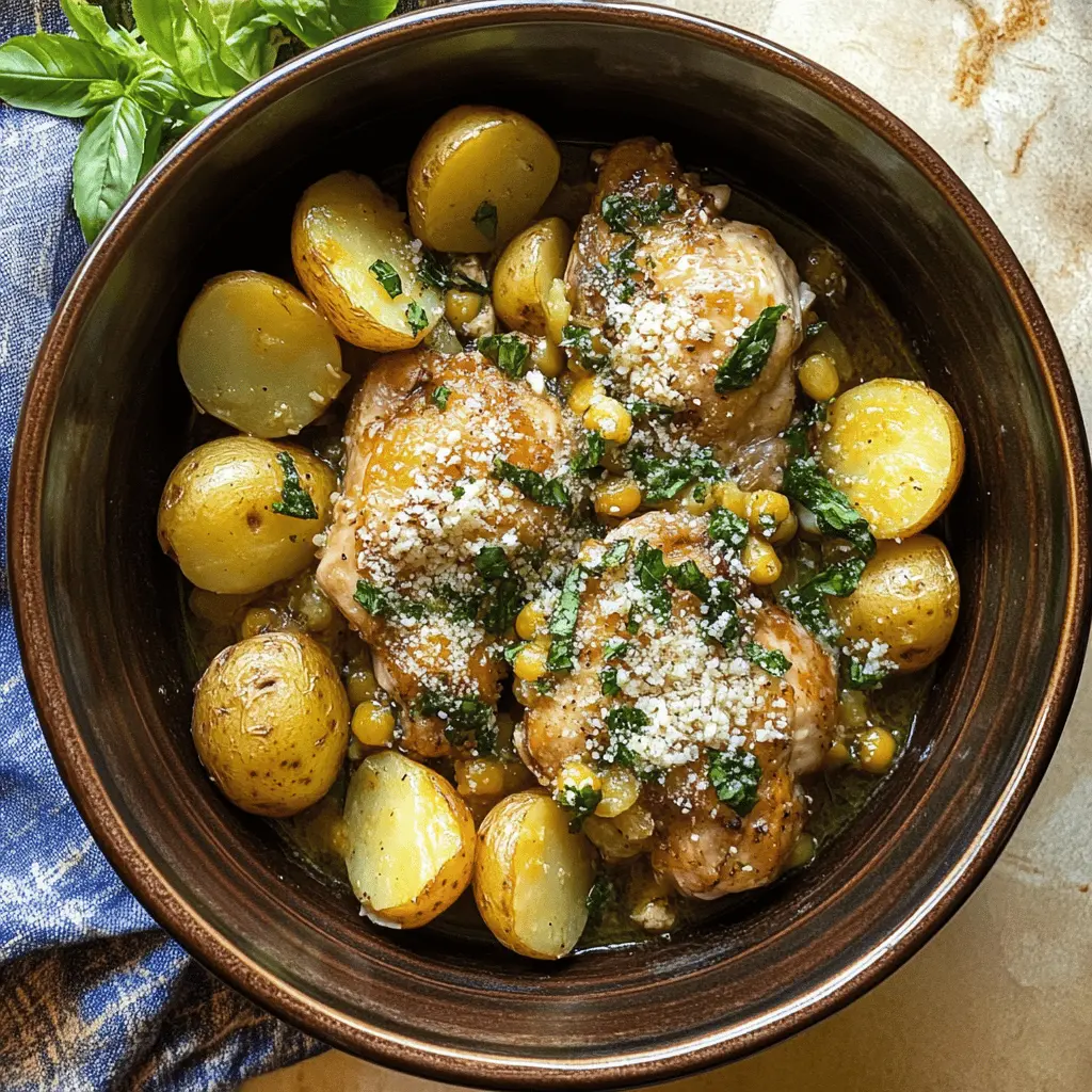 This Crockpot Garlic Parmesan Chicken and Potatoes is the perfect weeknight dinner! With tender chicken thighs and buttery potatoes infused with rich garlic and parmesan flavor, it's an easy one-pot meal. Simply set it and forget it! Save this recipe for a cozy family dinner or when entertaining friends. Your taste buds will thank you!