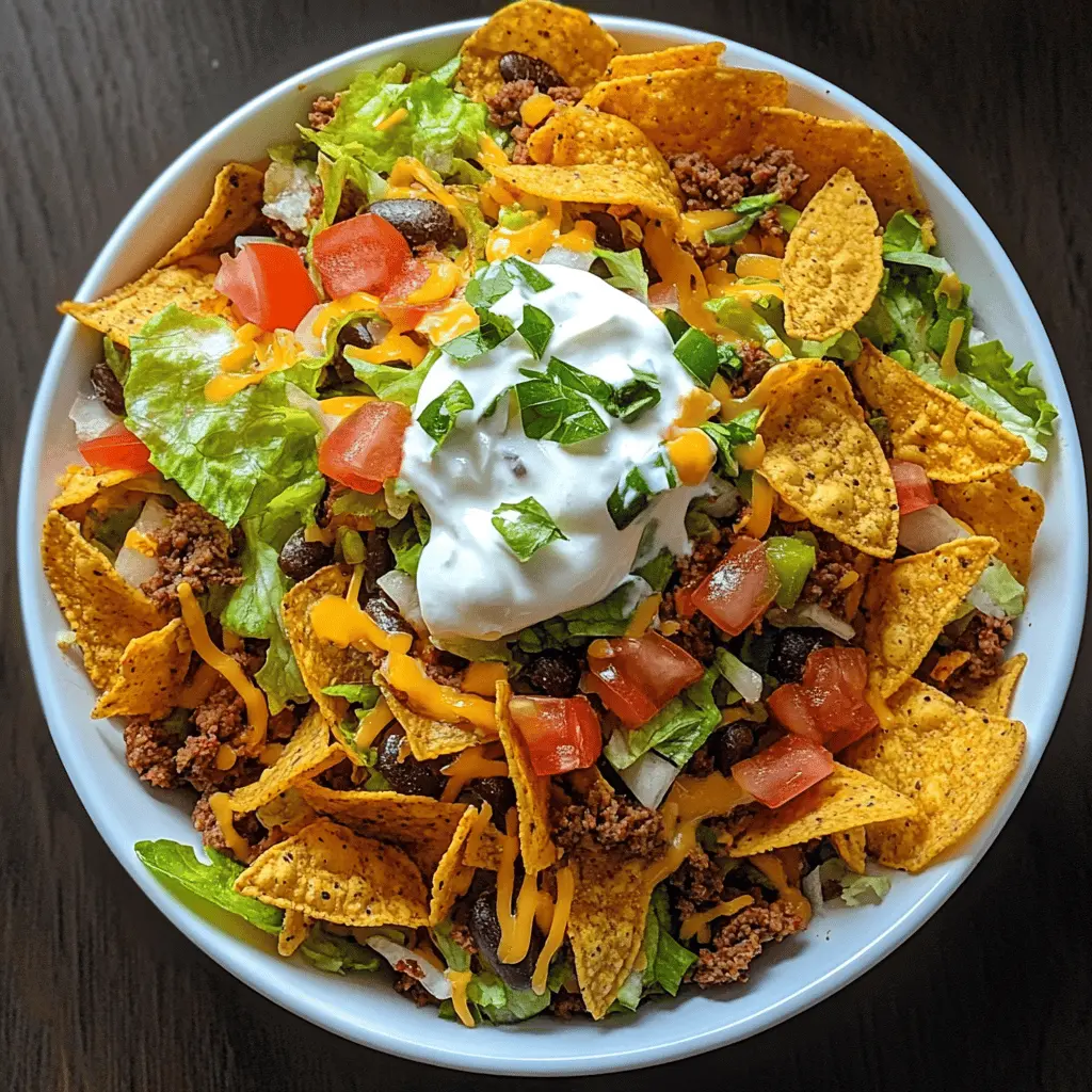 This Doritos Taco Salad combines crunchy Doritos with fresh veggies, seasoned beef, and zesty dressing for a delightful twist on a classic dish. Perfect for parties, potlucks, or a fun family dinner, this recipe is easy to prepare and always a crowd-pleaser. Don’t forget to save this pin for your next gathering!