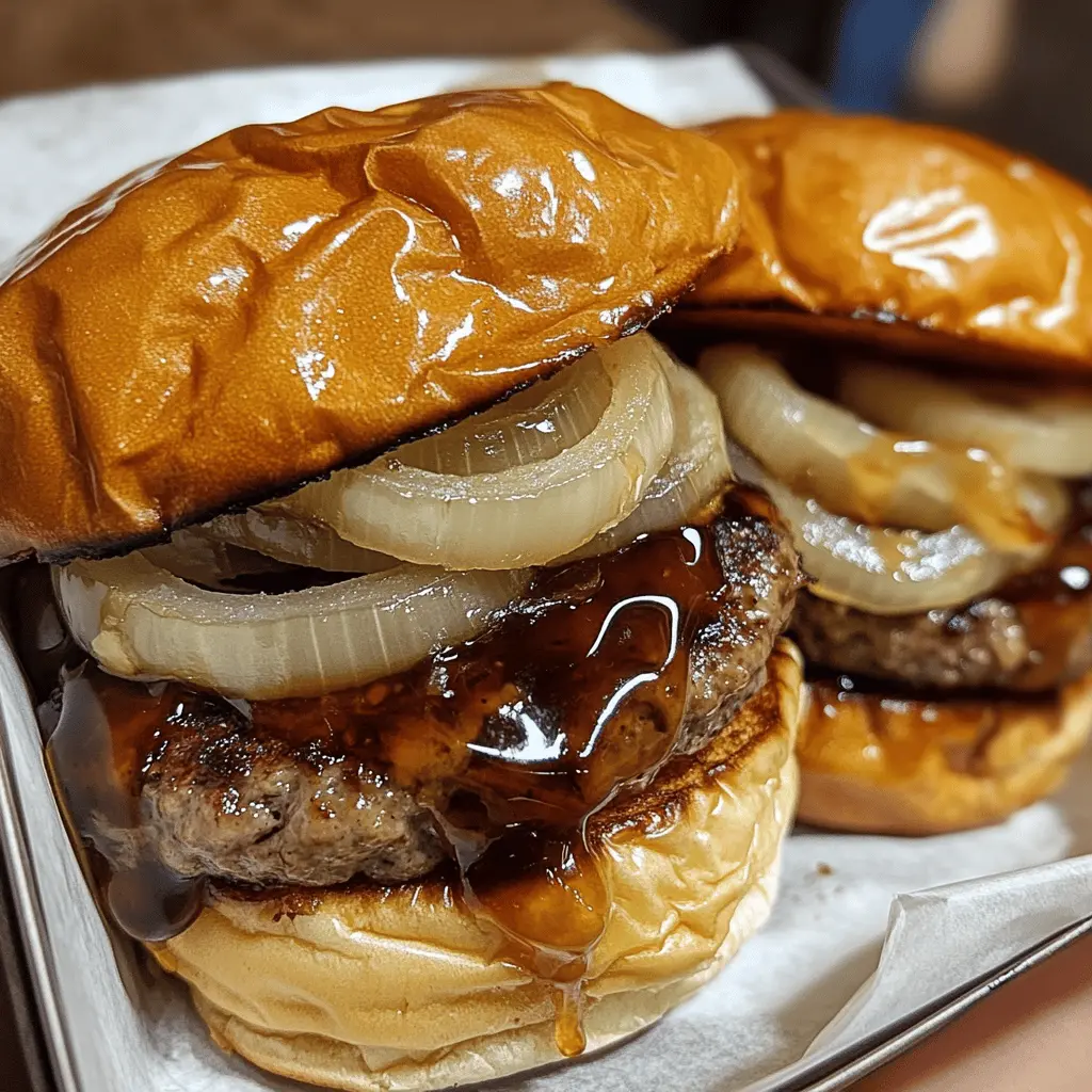 Get ready to taste the ultimate comfort food with these delicious French Onion Burgers! Juicy beef patties are topped with rich caramelized onions and melted gooey cheese, creating the perfect fusion of flavors. Ideal for BBQs or weeknight dinners, this recipe will surely impress. Save this pin to make these flavorful burgers for your next gathering!