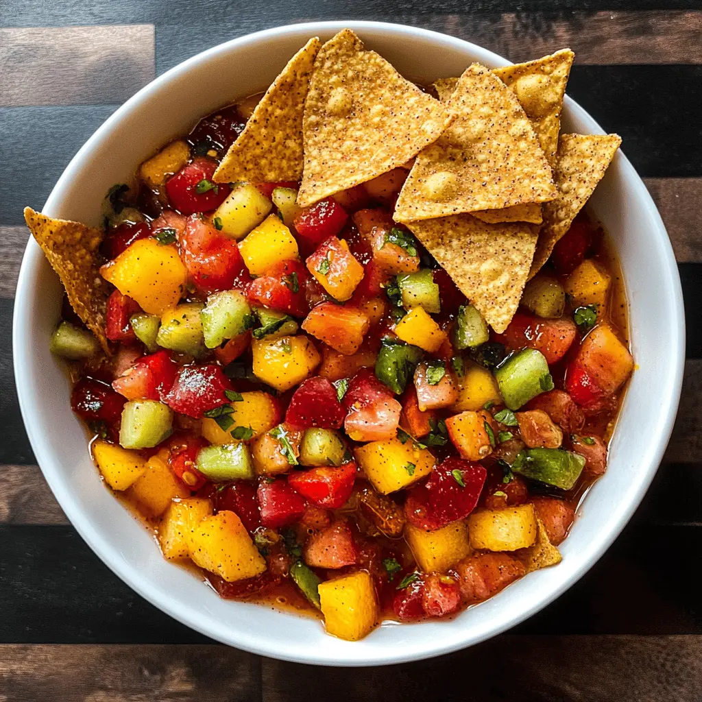 Brighten up your snack time with this delicious Fruit Salsa paired with crispy Cinnamon Chips! Bursting with fresh, colorful fruits and a touch of spice, this easy recipe is perfect for summer gatherings or cozy nights in. Save this pin for a sweet treat that's sure to impress your family and friends!