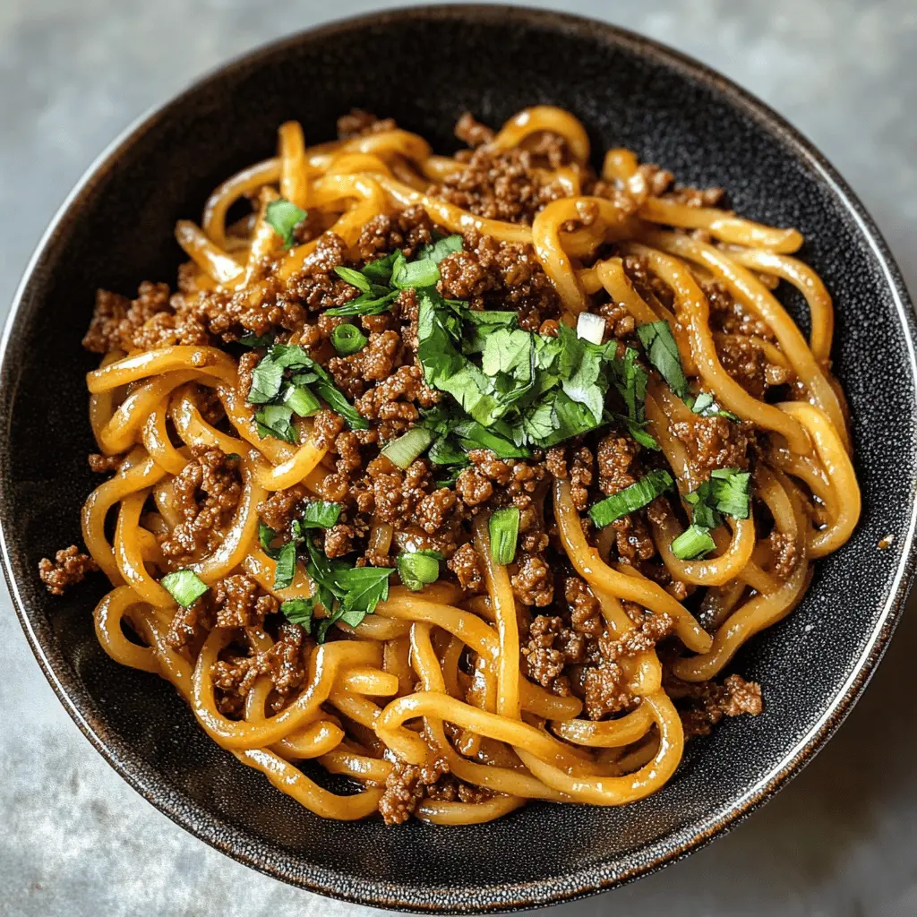 Enjoy a warm bowl of Mongolian Ground Beef Noodles, packed with savory flavors and key ingredients like tender ground beef and hearty noodles. This quick and easy dish is perfect for busy weeknights or cozy gatherings with friends. Save this recipe for a delicious meal everyone will love!