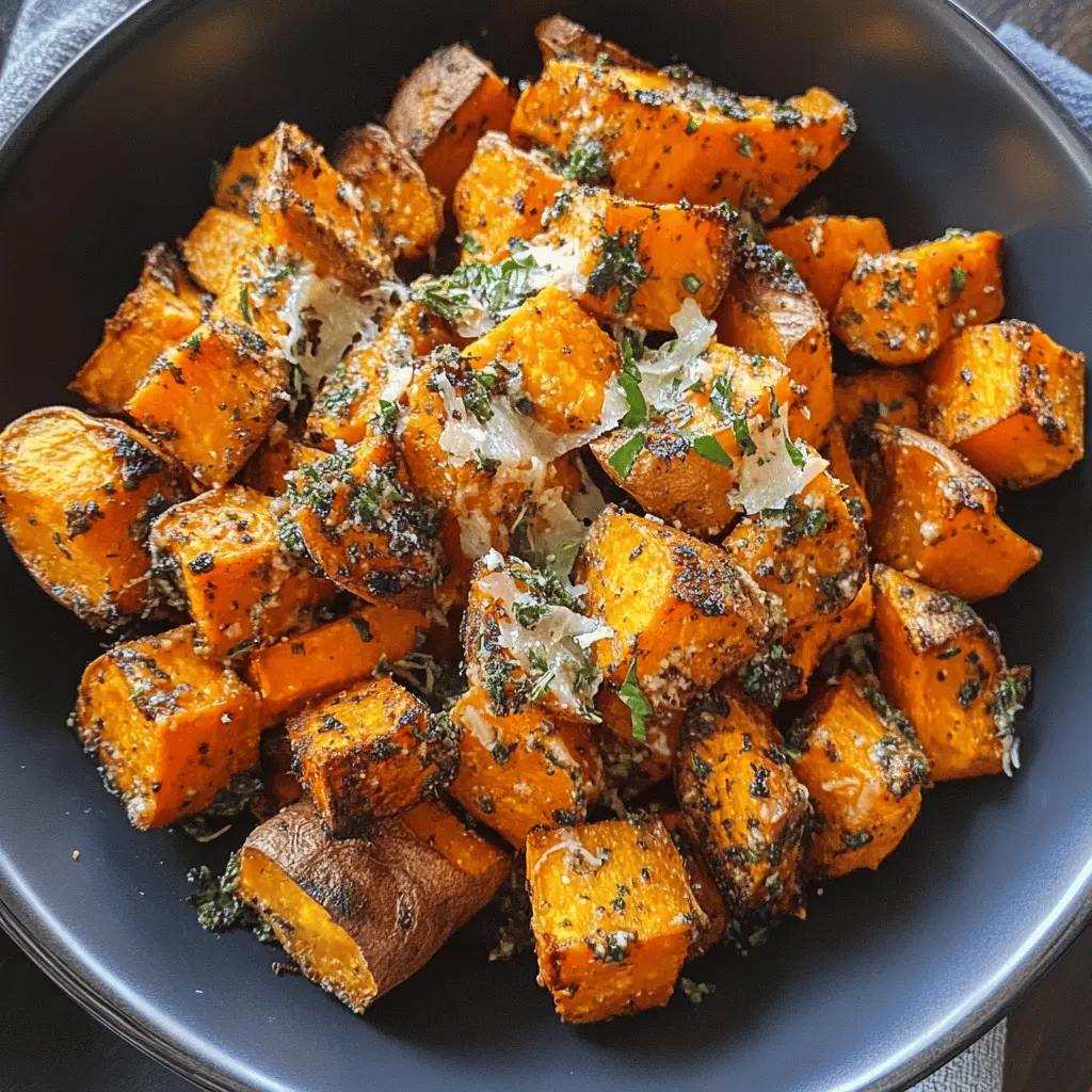 These Parmesan and Herb Savory Sweet Potatoes are a delightful twist on a classic side dish! Bursting with flavor from fresh herbs and crispy Parmesan, they make the perfect addition to any meal. Whether it's a cozy family dinner or a festive gathering, be sure to save this recipe for a delicious, healthy treat everyone will love!