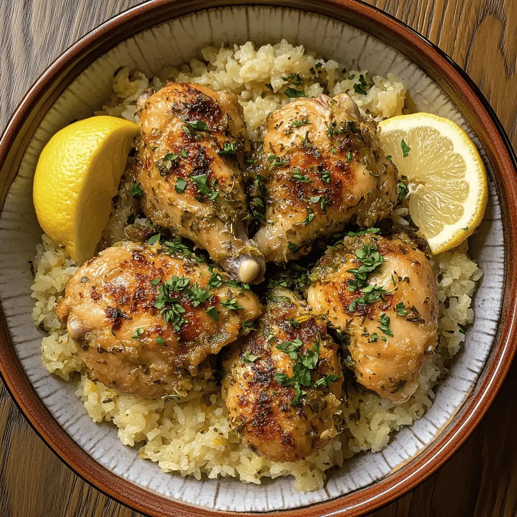 Enjoy a comforting bowl of Slow Cooker Lemon Herb Chicken and Rice! Tender chicken is infused with zesty lemon and fresh herbs, creating a deliciously simple meal that's perfect for busy days. It’s a one-pot wonder that’s flavorful and easy to prepare. Save this recipe for an effortless family dinner or a cozy night in!