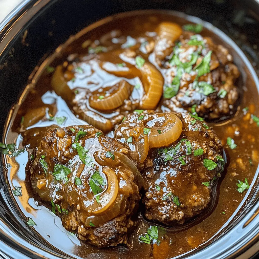 Dinner just got easier with these comforting Slow Cooker Salisbury Steaks! Juicy beef patties are simmered in a rich mushroom gravy that fills your home with a delightful aroma. Perfect for busy weeknights or family gatherings, this recipe is simple to follow and full of flavor. Save this pin for an effortless meal idea that everyone will love!