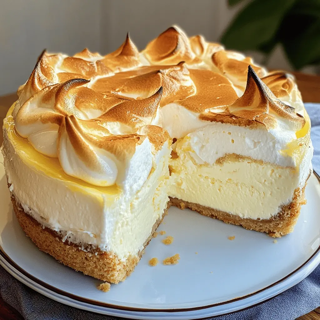 Looking for a dessert that’s bursting with citrus flavor? This Triple Lemon Meringue Cheesecake combines tangy lemon zest, creamy cheesecake, and fluffy meringue for a delightful treat! Perfect for family gatherings, brunches, or special occasions. Don’t forget to save this recipe to impress your guests with a slice of sunshine!