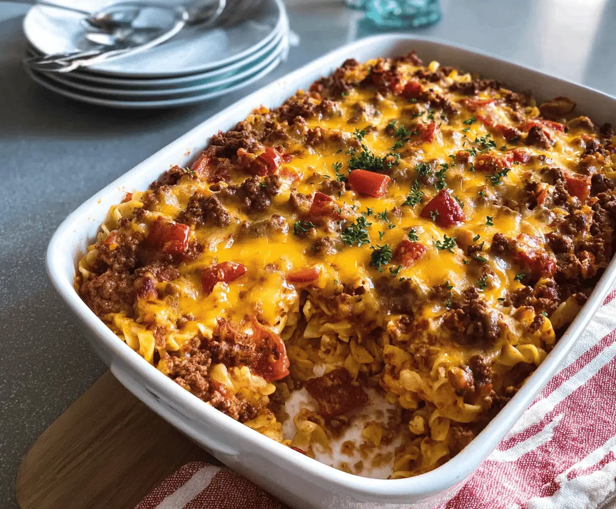Easy Cheesy Hamburger Casserole Recipe