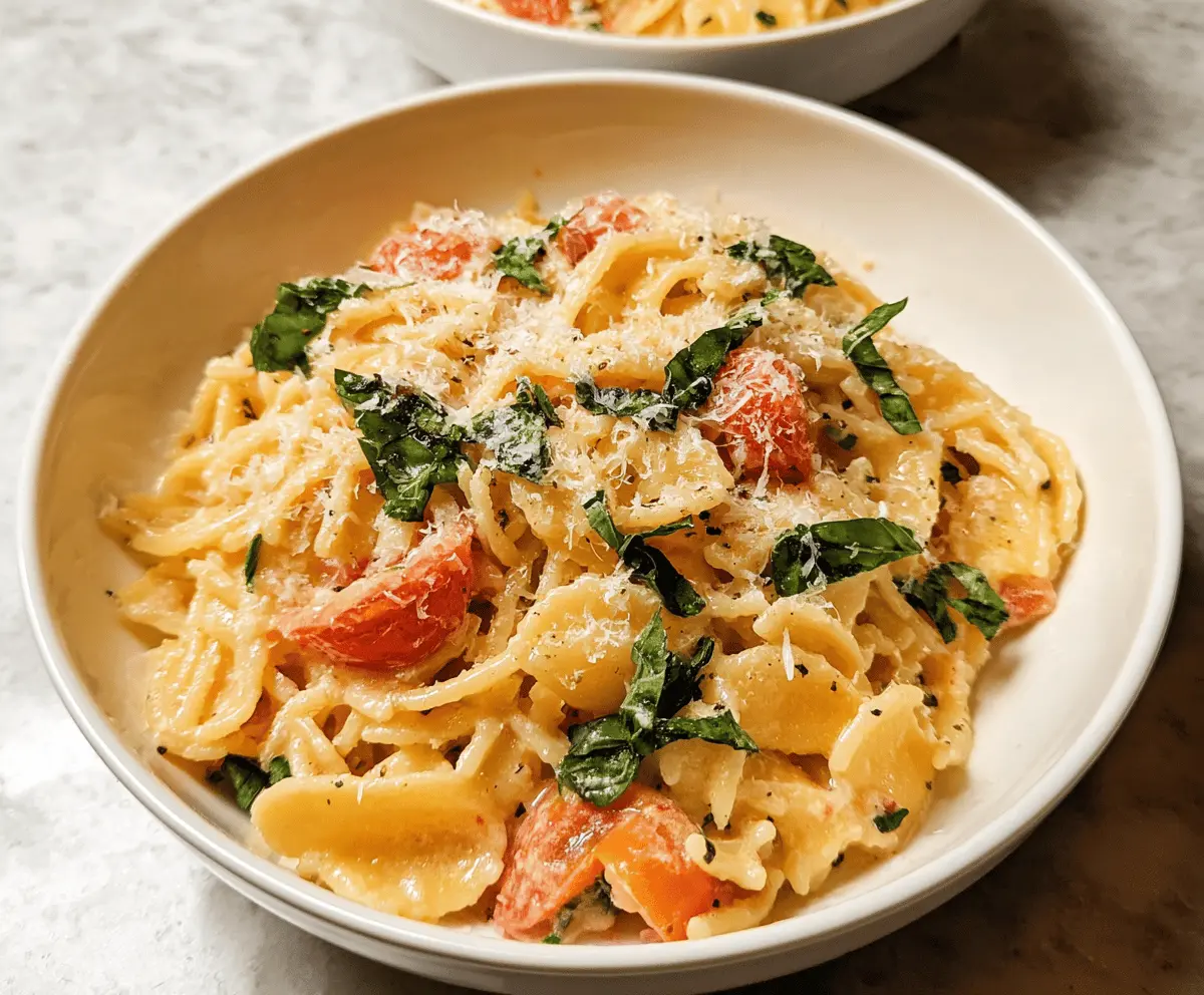 Easy Creamy Basil Tomato Pasta Recipe