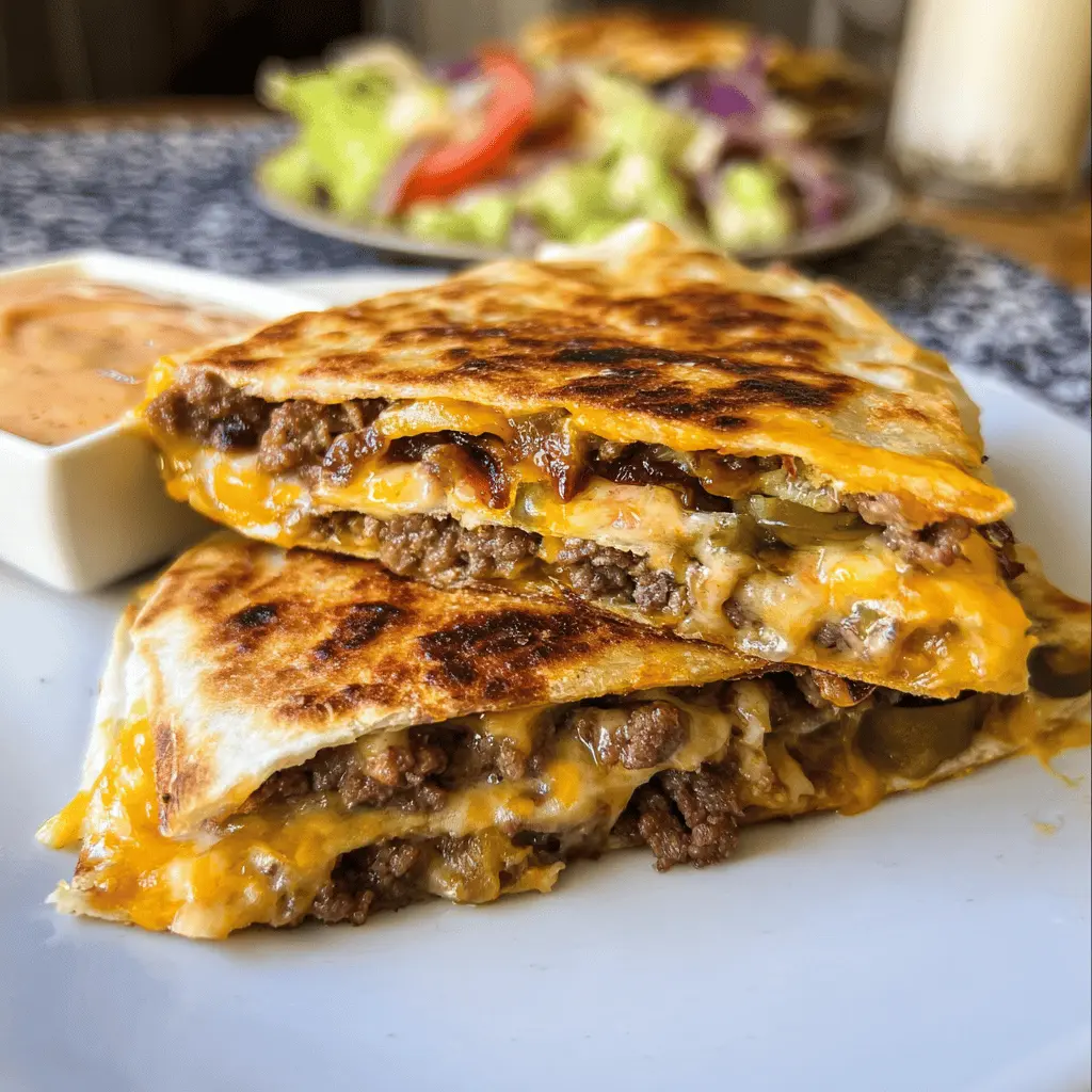 Easy Cheeseburger Quesadilla With Homemade Sauce