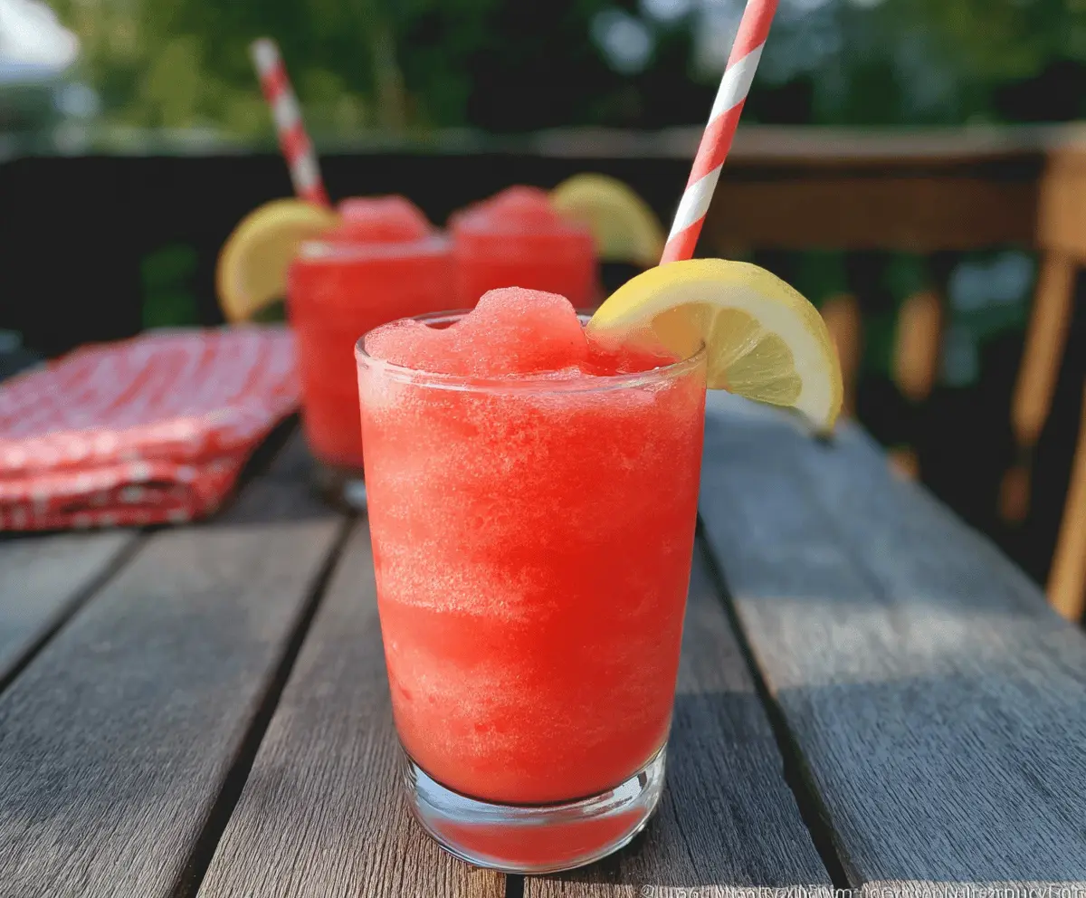 Refreshing Lemonade Slushie with Frozen Watermelon