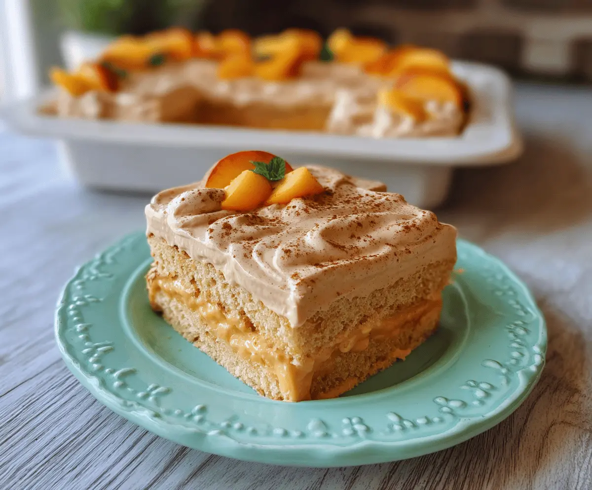 Easy Peach Cake with Brown Sugar Frosting