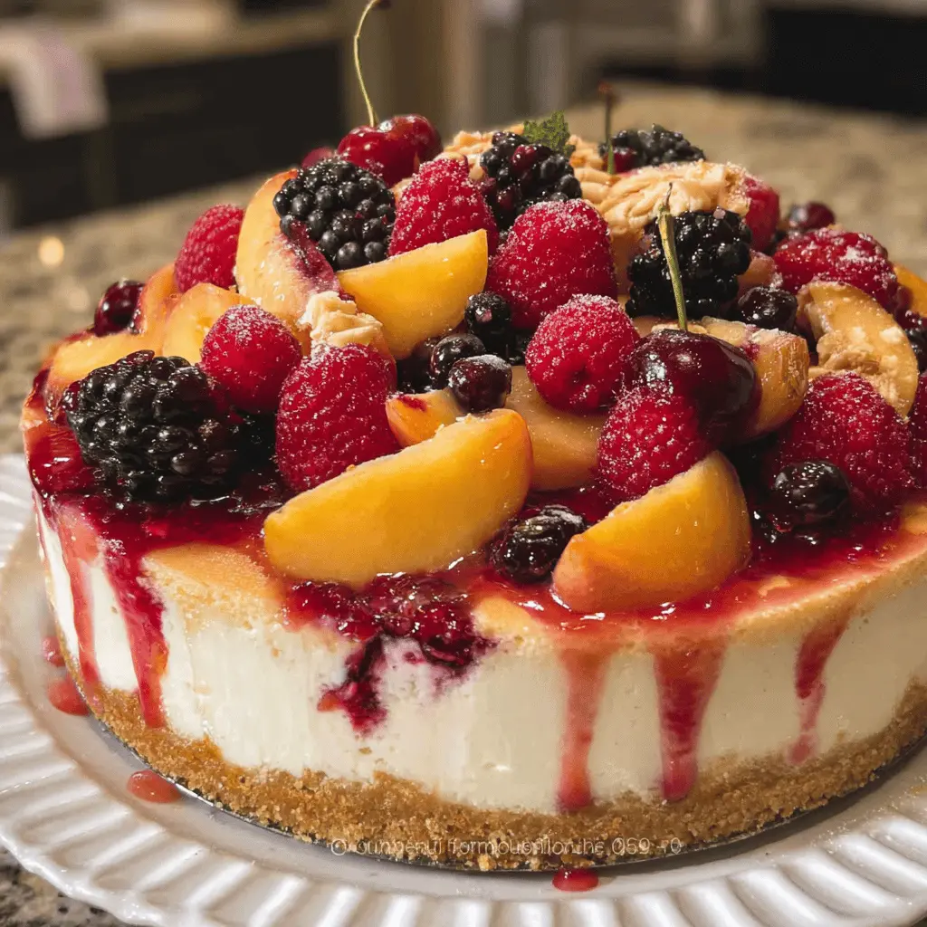 Summer Berry and Peach No-Bake Cheesecake Recipe