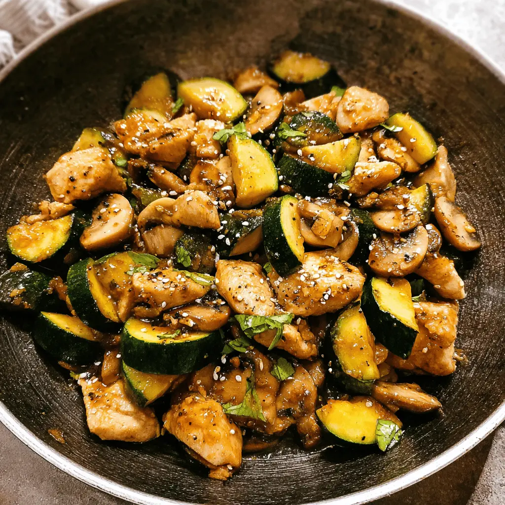 Healthy Zucchini Mushroom Chicken Stir Fry Recipe