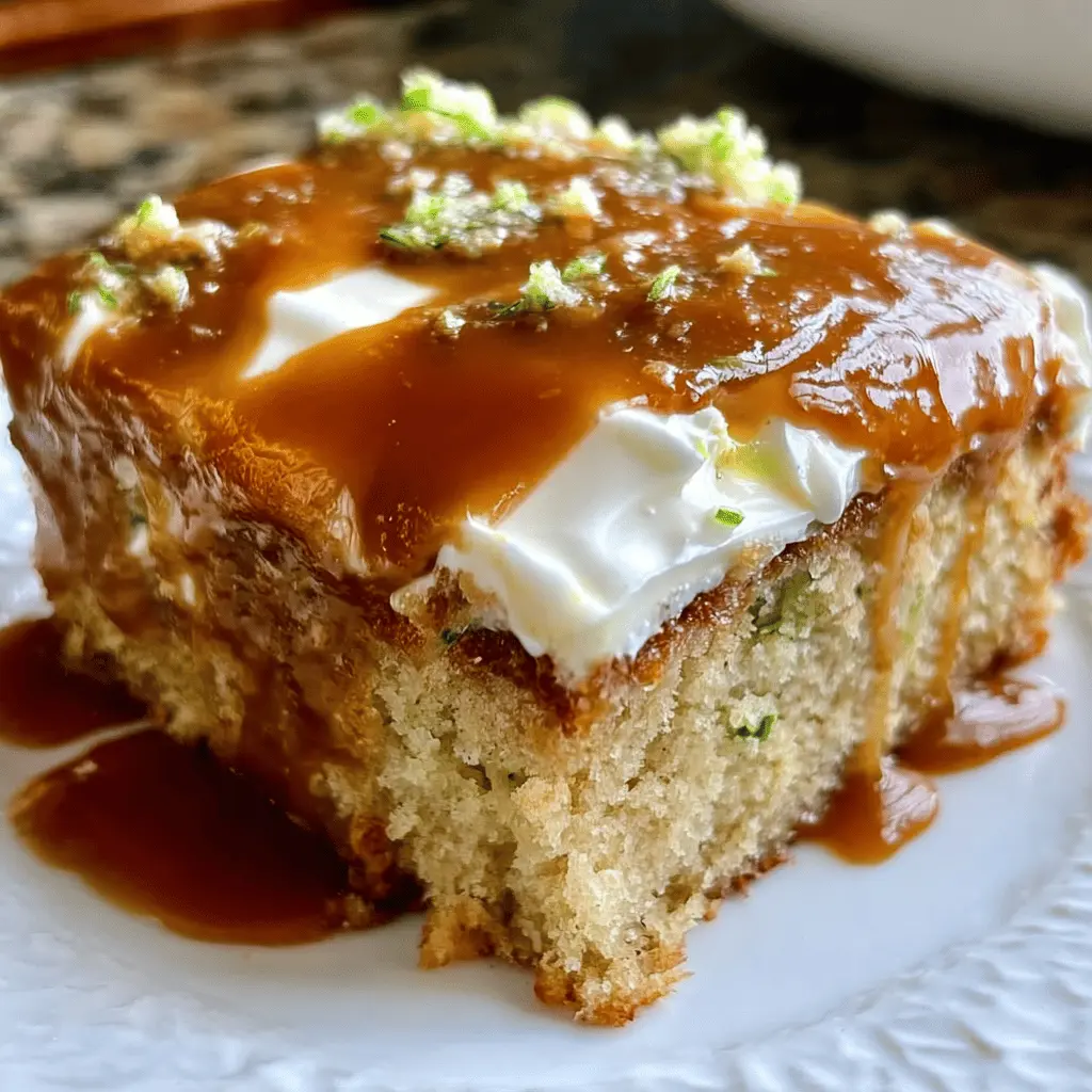 Moist Caramel Zucchini Poke Cake Recipe
