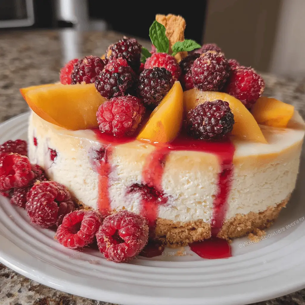 Easy Summer Berry and Peach Cheesecake Recipe