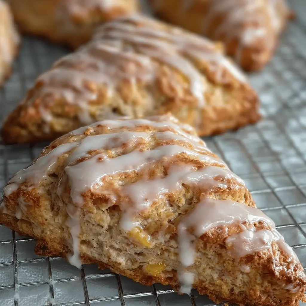 Easy Peach Pie Scones With Sweet Vanilla Glaze