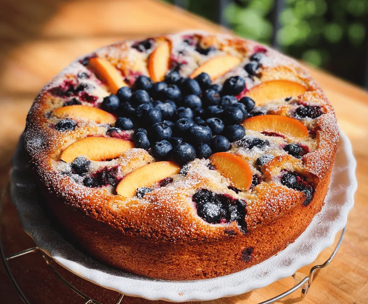Moist Peach and Blueberry Greek Yogurt Cake Recipe