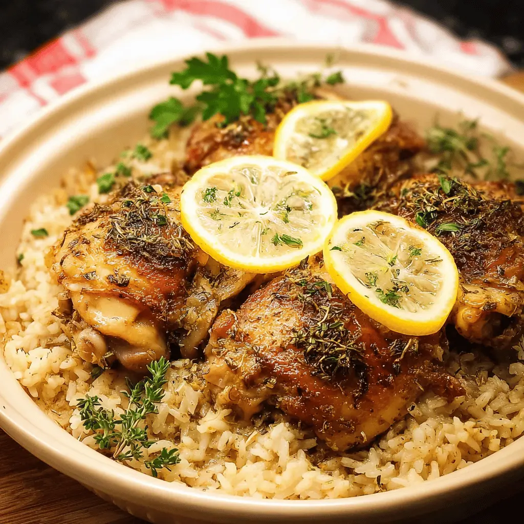 Easy Slow Cooker Lemon Herb Chicken and Rice