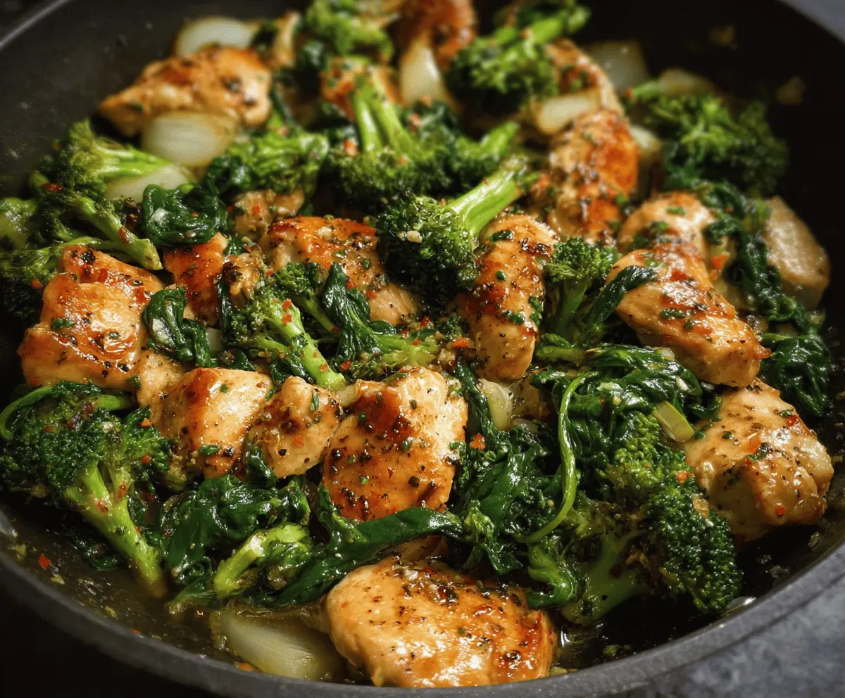 Easy Garlic Chicken with Broccoli and Spinach