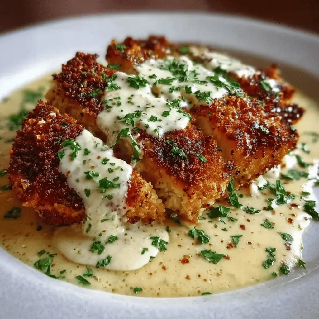 Crispy Parmesan Chicken With Creamy Garlic Sauce