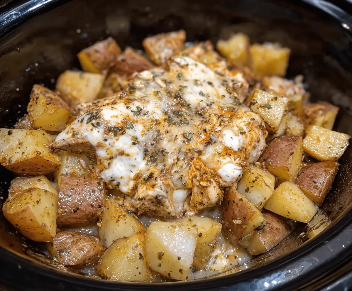 Easy Crockpot Garlic Parmesan Chicken and Potatoes Recipe