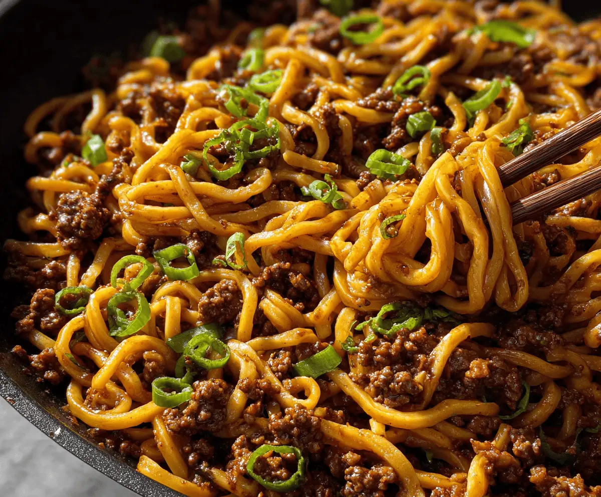 Easy Mongolian Ground Beef Noodles Recipe