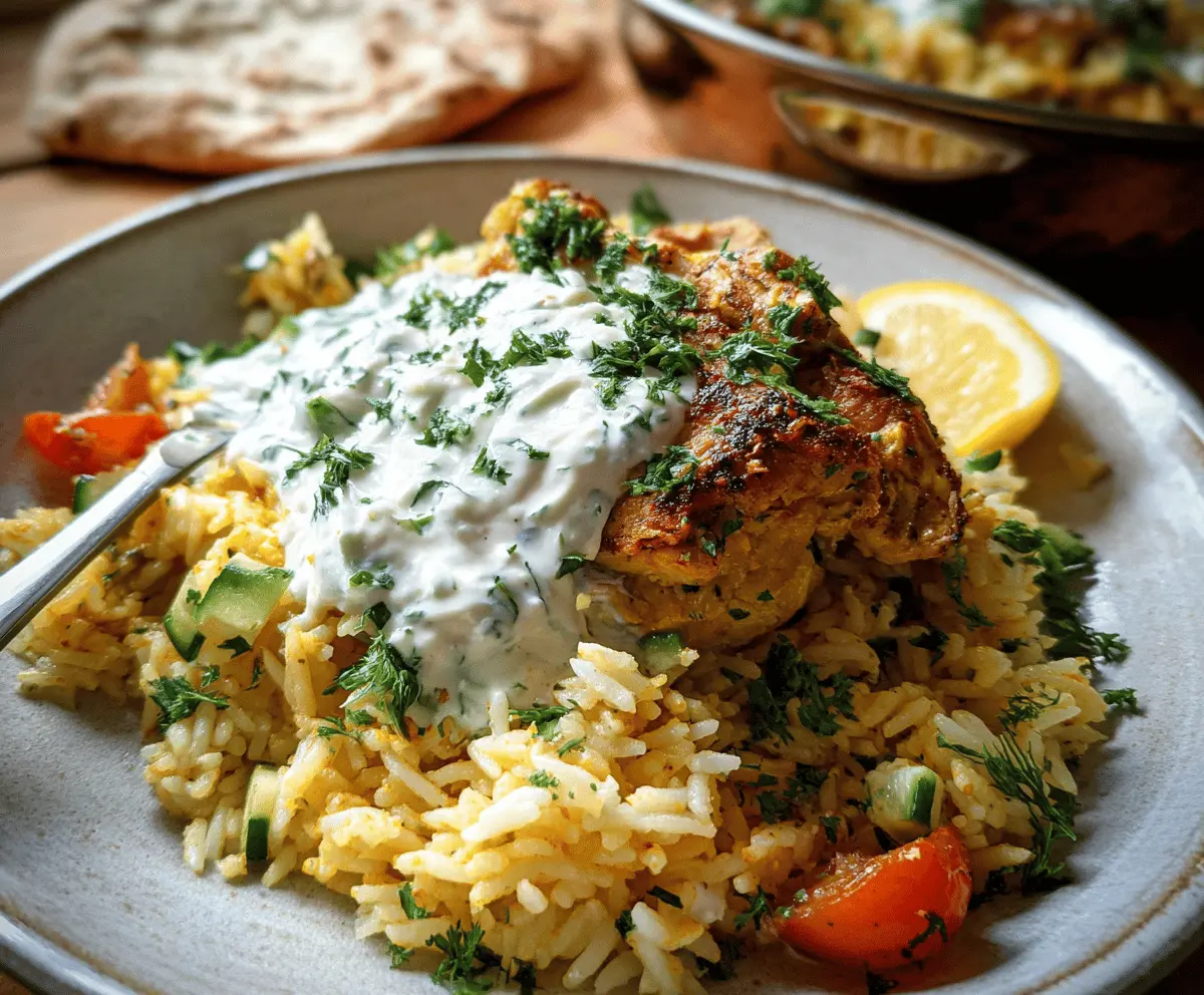 Easy Dump and Bake Chicken Tzatziki Rice Recipe