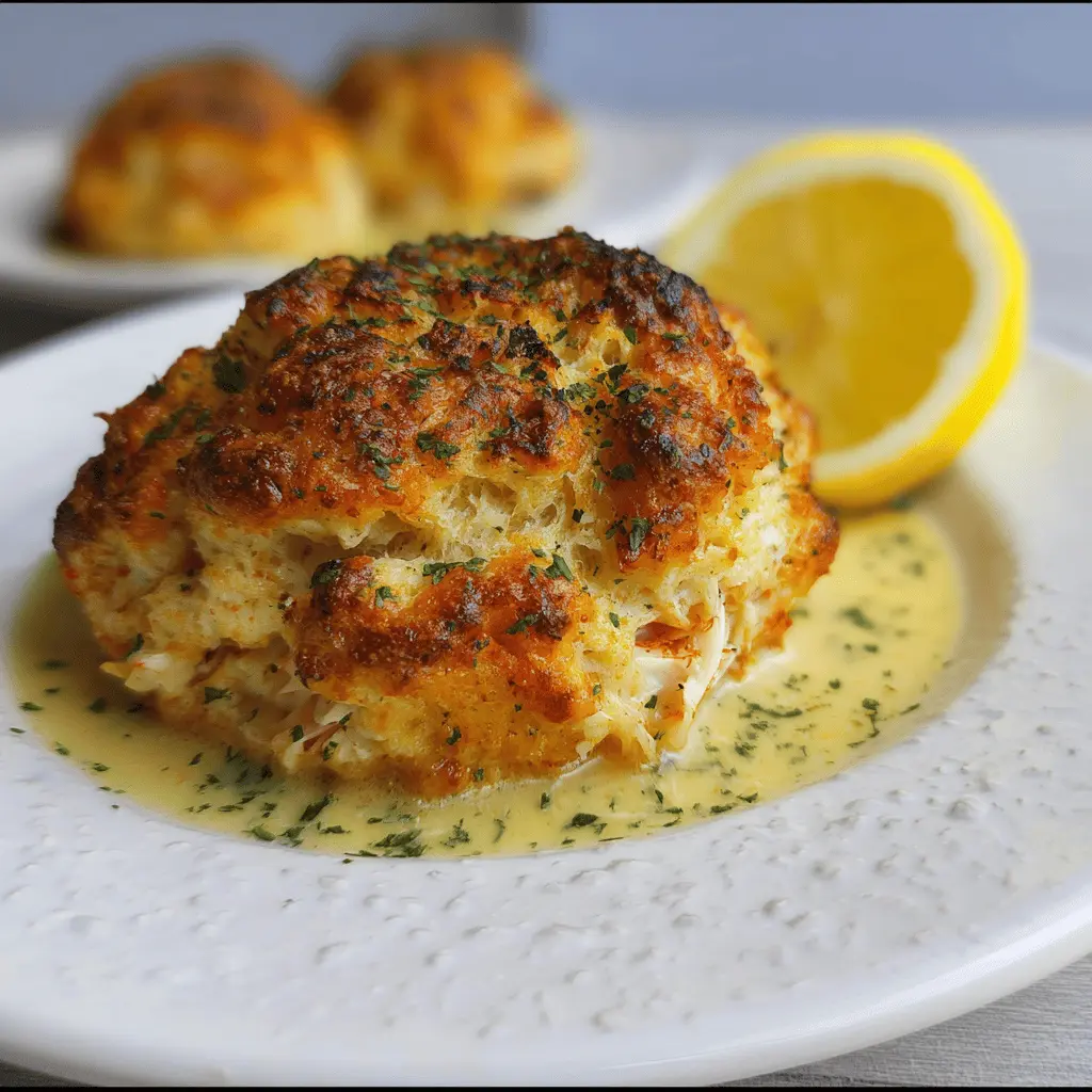Crab Stuffed Cheddar Bay Biscuits with Lemon Butter Sauce