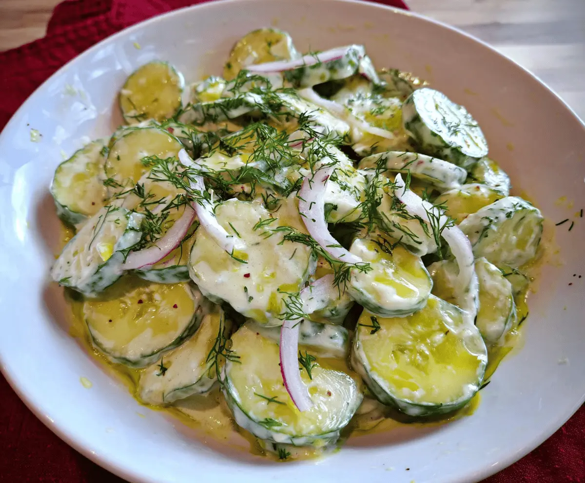 Refreshing Pickle Juice Ranch Cucumber Salad Recipe