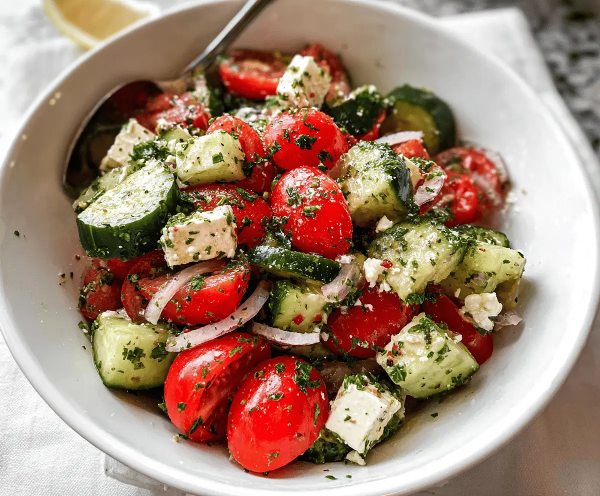 Fresh Greek Cucumber Salad with Feta and Herbs