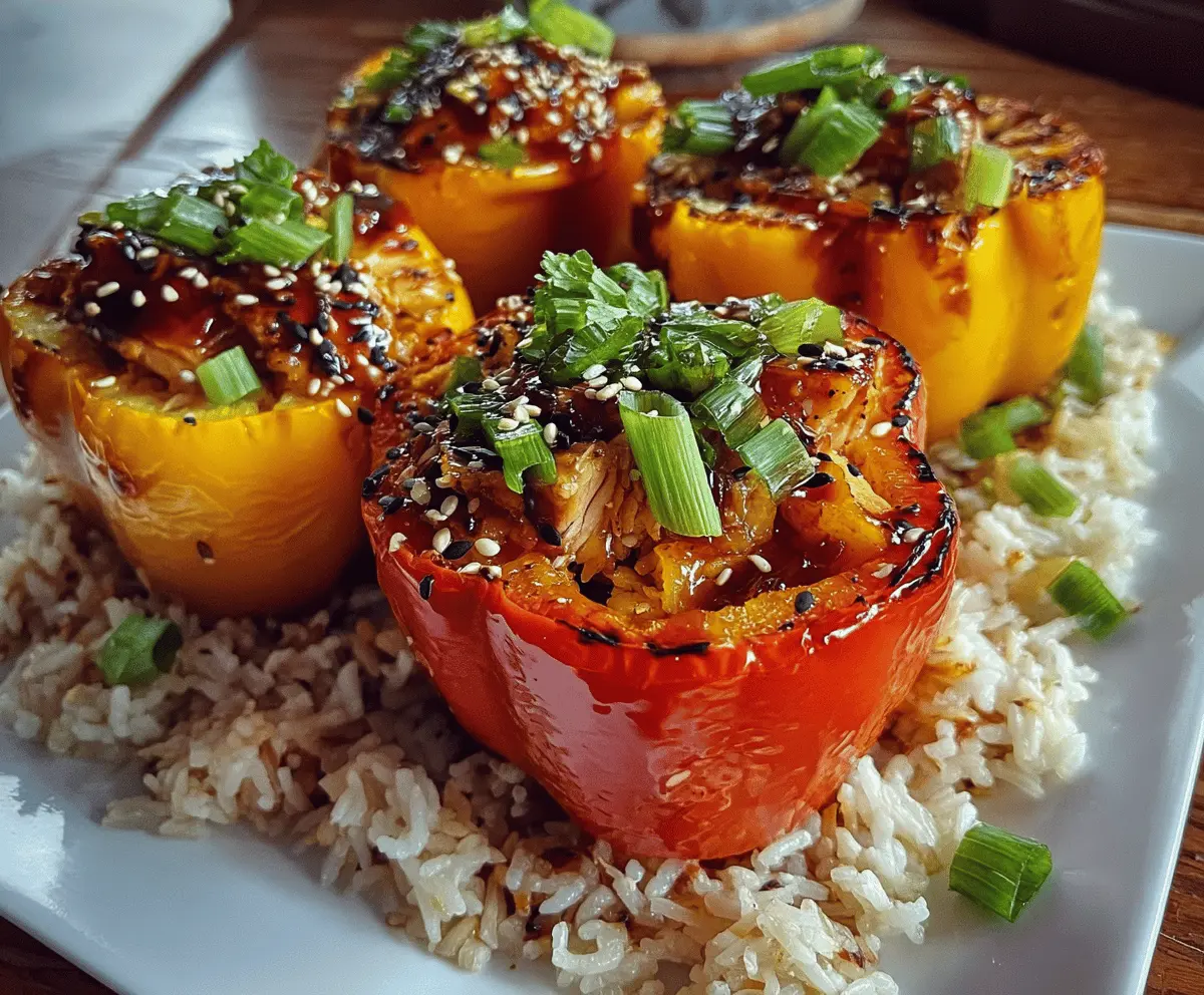 Teriyaki Pineapple Chicken Stuffed Peppers