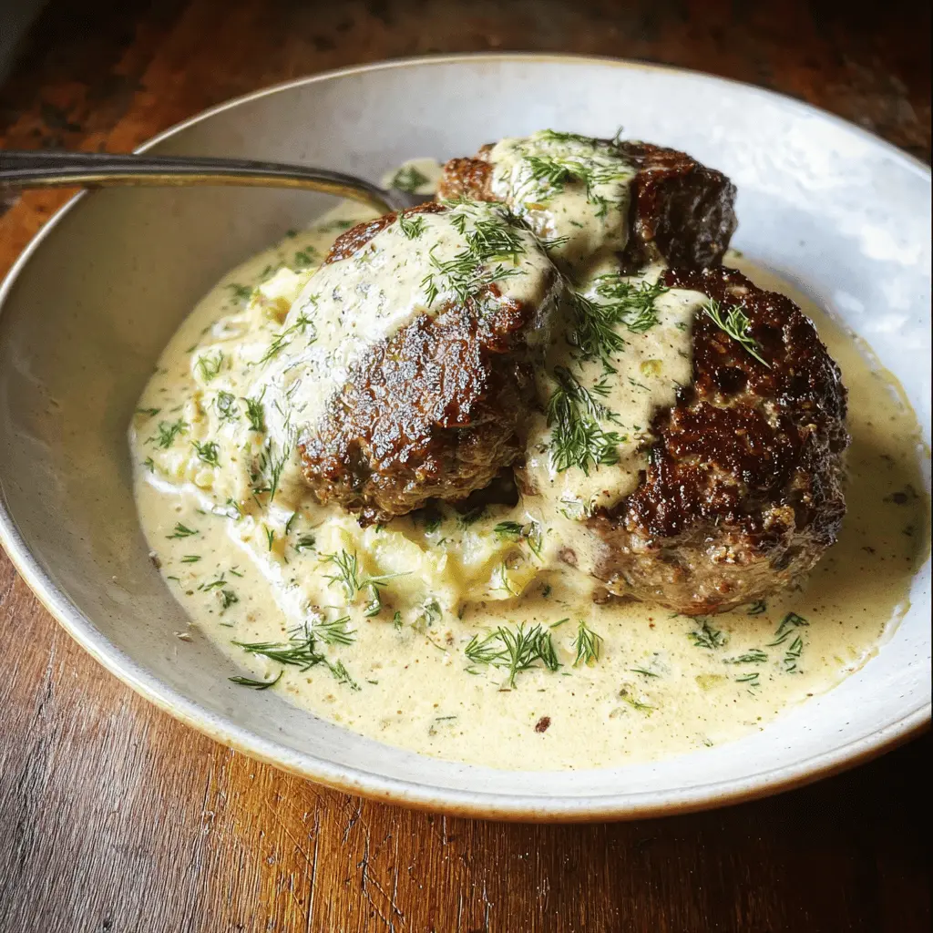 Creamy Dill Hamburger Steaks Recipe