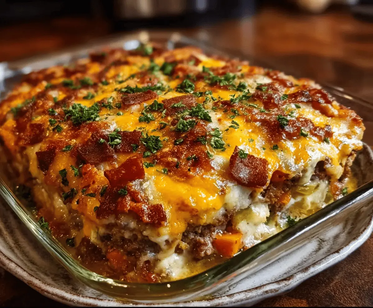 Cheesy Loaded Meatloaf Casserole With Veggies