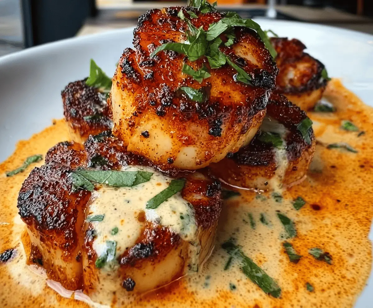 Seared Scallops with Creamy Spicy Cajun Sauce