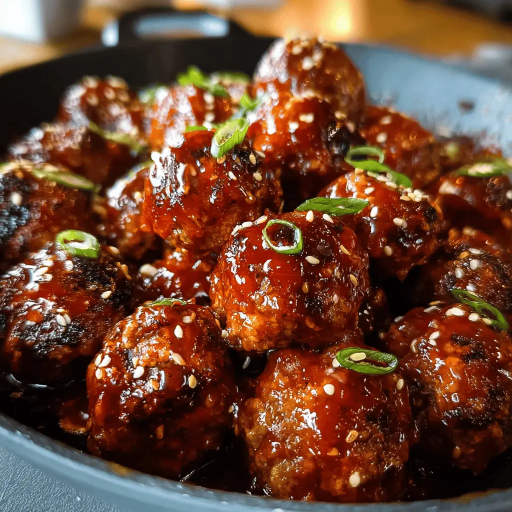 Sticky Korean BBQ Meatballs with Spicy Gochujang Glaze