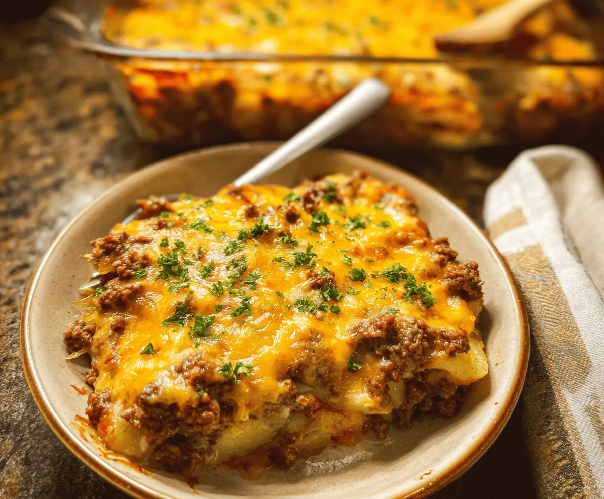 Cheesy Ground Beef and Potato Casserole Recipe