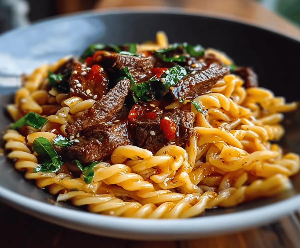 Sweet and Spicy Garlic Steak Pasta Recipe