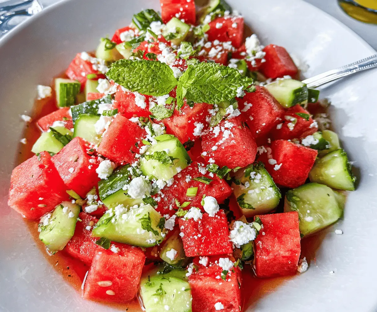 Refreshing Watermelon Salad with Cucumber and Feta