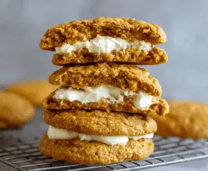 Delicious Pumpkin Cheesecake Cookies with a creamy pumpkin filling and a soft cookie base, perfect for fall desserts.