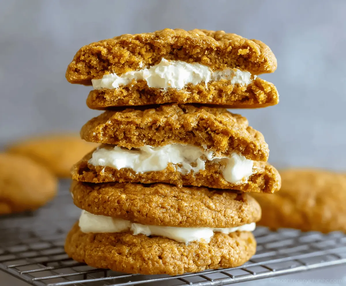 Delicious Pumpkin Cheesecake Cookies with a creamy pumpkin filling and a soft cookie base, perfect for fall desserts.