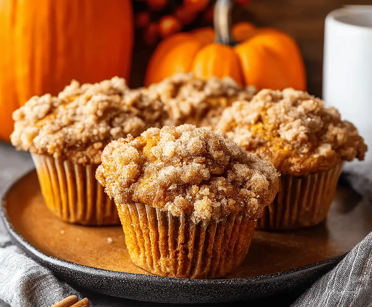 Freshly baked Apple Pumpkin Streusel Muffins with a golden crumb topping and a drizzle of glaze, perfect for fall breakfast or snack