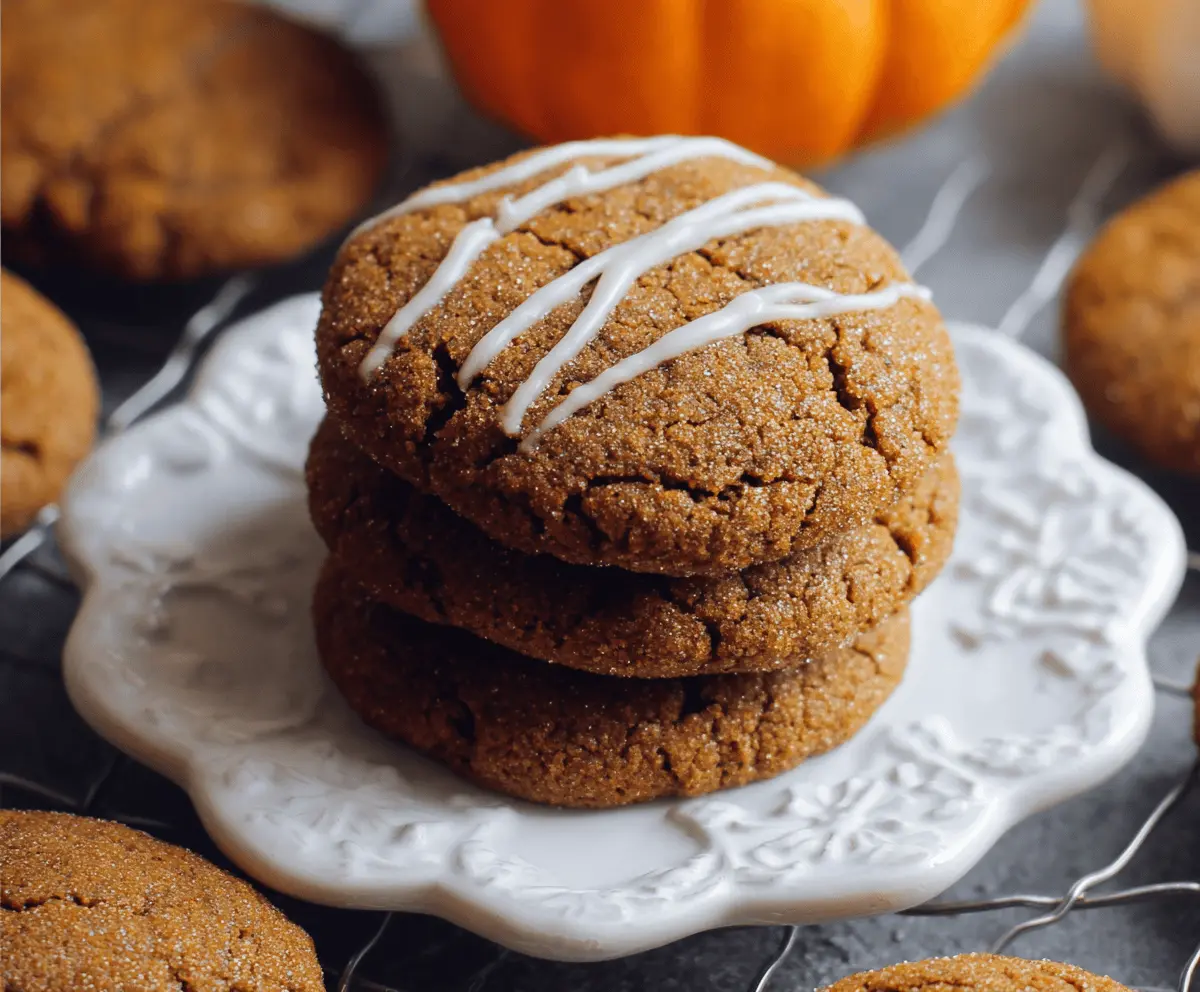 Delicious homemade Pumpkin Molasses Cookies with a spiced, soft center and a golden-brown exterior, perfect for fall treats
